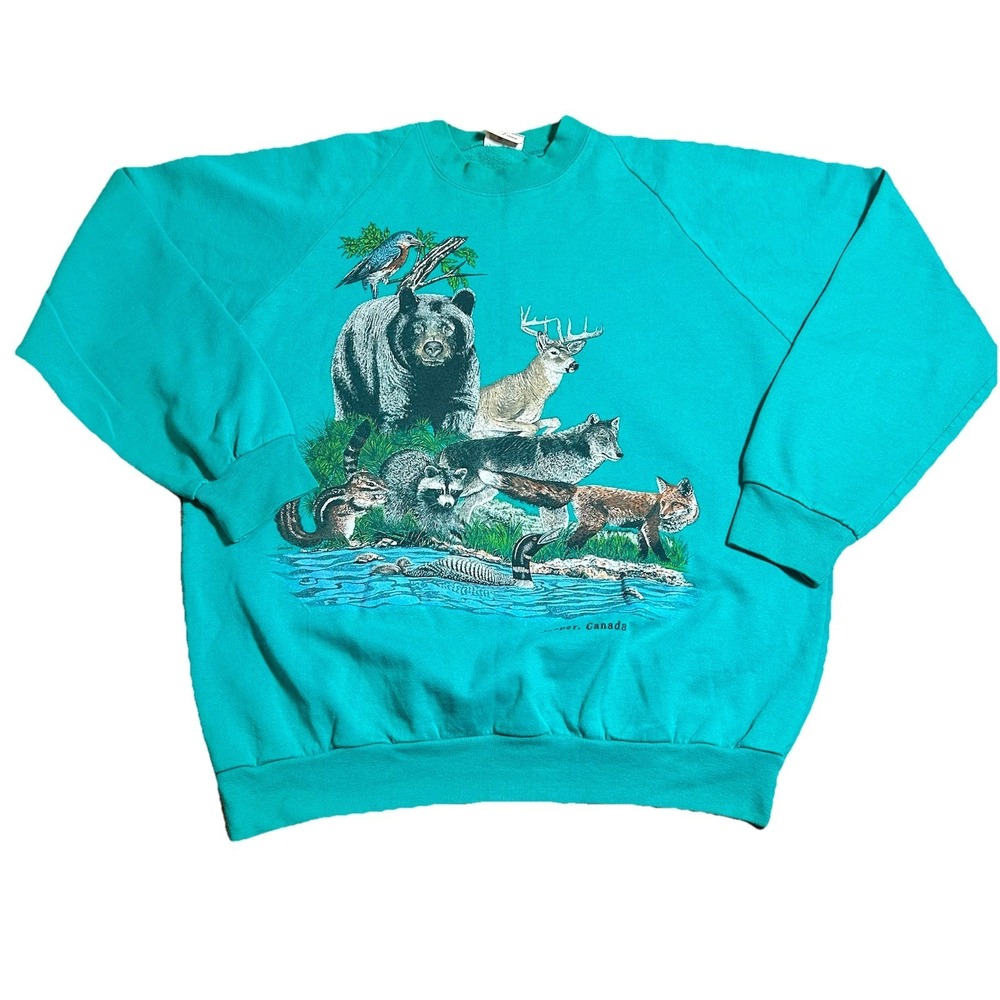 VTG 1989 Harlequin NG Wildlife Habitat Sweatshirt Size XL Jasper Canada